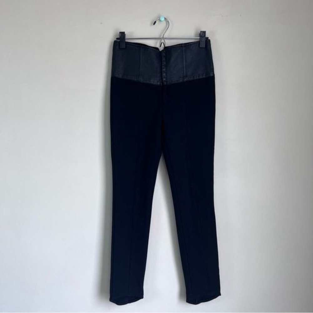 Haute Hippie Black Slim Leather-Panel Skinny corset Pants size small - Picture 2 of 10